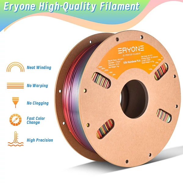 ERYONE Selyem PLA filament 1kg – Paletta Szivárvány