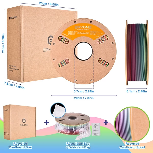 ERYONE Selyem PLA filament 1kg – Paletta Szivárvány