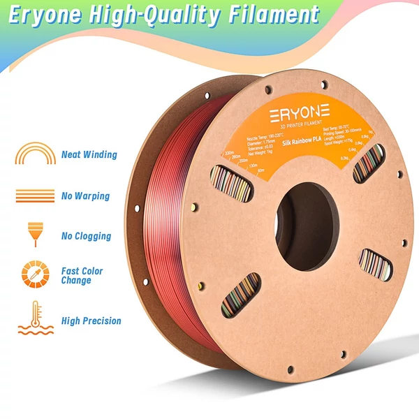 5kg ERYONE Selyem PLA filament (1kg Naplemente, 1kg Vízesés, 1kg Élénk, 1kg Paletta, 1kg Hegyi szivárvány)