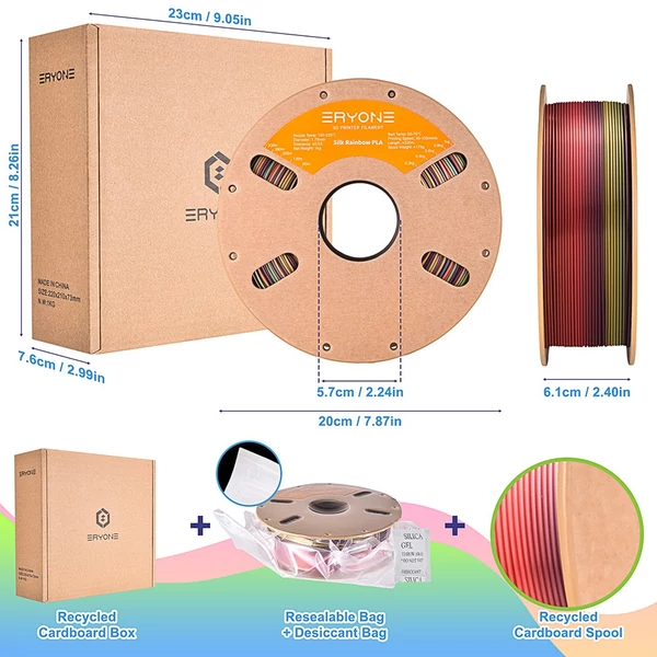 5kg ERYONE Selyem PLA filament (1kg Naplemente, 1kg Vízesés, 1kg Élénk, 1kg Paletta, 1kg Hegyi szivárvány)