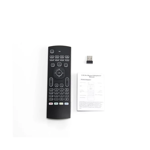 MX3 2.4G háttérvilágítású légiegér és vezeték nélküli billentyűzet TV Boxhoz, projektorhoz, PC-hez, Smart TV-hez