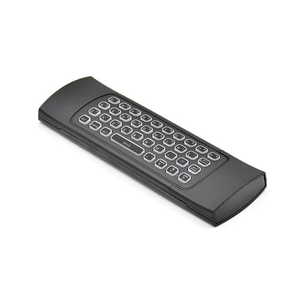 MX3-L-M háttérvilágításos, hangvezérléses, 6-tengelyes giroszkópos, vezeték nélküli Air Mouse QWERTY billentyűzet Android/Windows/Linux rendszerekhez