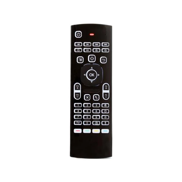 MX3-L-M háttérvilágításos, hangvezérléses, 6-tengelyes giroszkópos, vezeték nélküli Air Mouse QWERTY billentyűzet Android/Windows/Linux rendszerekhez