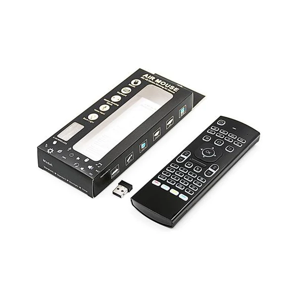 MX3-L-M háttérvilágításos, hangvezérléses, 6-tengelyes giroszkópos, vezeték nélküli Air Mouse QWERTY billentyűzet Android/Windows/Linux rendszerekhez