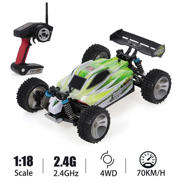 WLtoys A959-B 1:18 2.4GHz RC autó, 4WD, 70 km/h, tereptávirányítós autó
