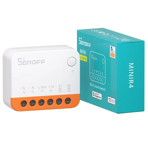 SONOFF MINI R4 Extreme WiFi okos kapcsoló, külső vezérlés, okos otthon, Alexa & Google Home kompatibilis