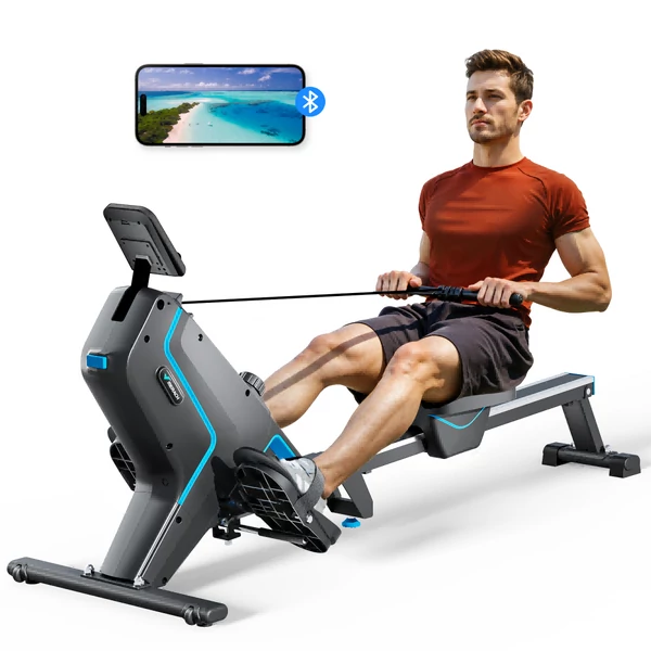MERACH R05 mágneses evezőgép, összecsukható, 16 ellenállási szint, 158 kg teherbírás, Bluetooth & app