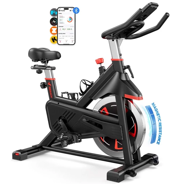 MERACH S38 mágneses szobakerékpár, saját fejlesztésű appal, 160 kg teherbírás, 18 kg lendkerék, otthoni edzéshez – Fekete