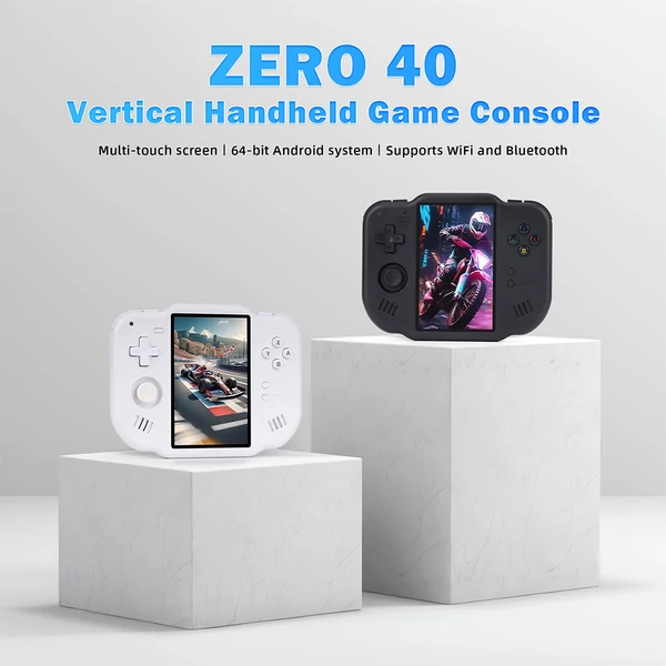 MagicX Zero 40 függőleges retro kézikonzol – 4" érintőkijelző, Android, Nintendo DS és arcade játékokhoz, 2GB RAM, 7 óra üzemidő - Fekete