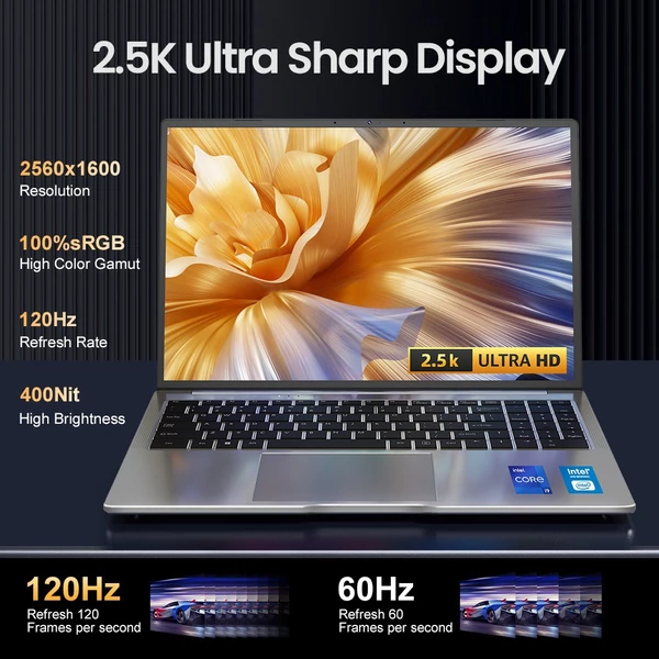 Ninkear N16 Pro laptop, 16" 2.5K IPS, i9-12900HK, 32GB RAM, 1TB SSD, 120Hz, WiFi 6, háttérvilágítás, HDMI, Type-C