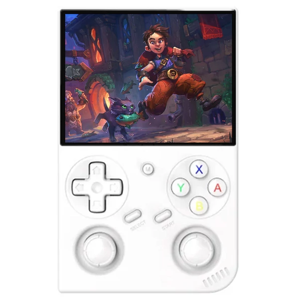 ANBERNIC RG35XX Pro játékkonzol, 64GB + 256GB TF kártya, 3,5” IPS kijelző, 30+ emulátor, multimédia, 7 óra játékidő, két joystick – Fehér