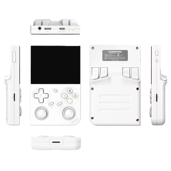 ANBERNIC RG35XX Pro játékkonzol, 64GB + 128GB TF kártya, 3,5” IPS kijelző, 30+ emulátor, multimédia, 7 óra játékidő, két joystick – Fehér