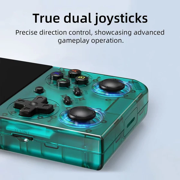 ANBERNIC RG35XX Pro játékkonzol, 64GB TF kártya, 3,5” IPS kijelző, 30+ emulátor, multimédia, 7 óra játékidő, két joystick – Fehér
