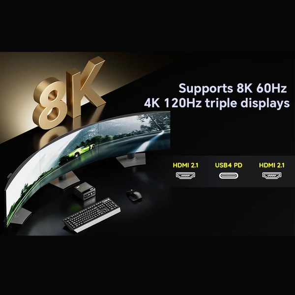 AOOSTAR GEM10 Mini PC, AMD Ryzen 7 6800H, 8 mag, 4.7GHz, 32GB LPDDR5, 1TB PCIe 4.0 SSD, 2×HDMI 2.1, USB4, WiFi 6, BT 5.2, 2×2.5G LAN, Oculink