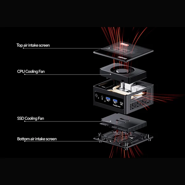 AOOSTAR GEM10 Mini PC, AMD Ryzen 7 6800H, 8 mag, 4.7GHz, 32GB LPDDR5, 1TB PCIe 4.0 SSD, 2×HDMI 2.1, USB4, WiFi 6, BT 5.2, 2×2.5G LAN, Oculink