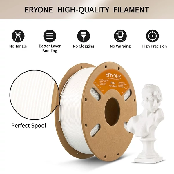 10kg ERYONE gyors PLA+ szál – 1kg Elefántcsontfehér/Szürke/Kékeszöld/Zöld/Piros/Narancs/Sárga/Kék/Fekete/Lila