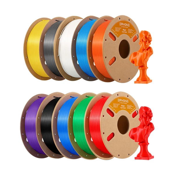 10kg ERYONE gyors PLA+ szál – 1kg Elefántcsontfehér/Szürke/Kékeszöld/Zöld/Piros/Narancs/Sárga/Kék/Fekete/Lila