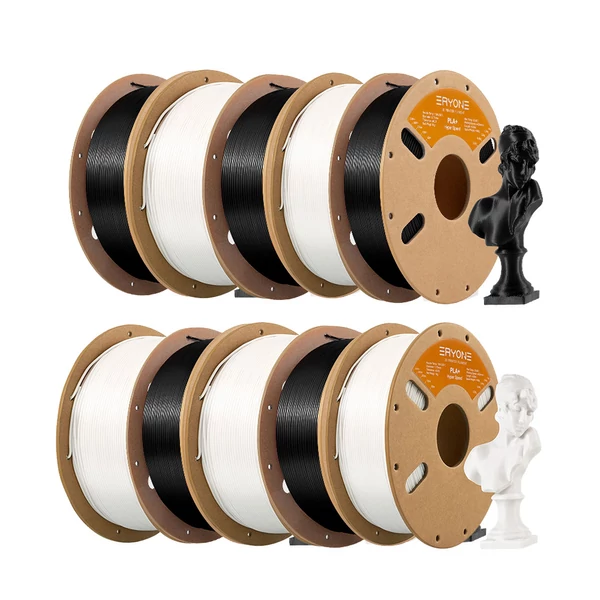 10kg ERYONE gyors PLA+ szál – 5kg Elefántcsontfehér/Fekete