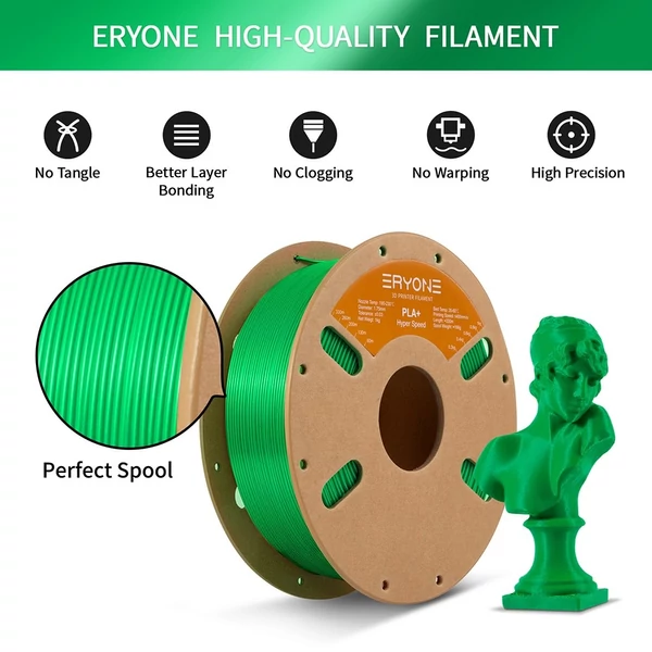 ERYONE nagy sebességű PLA+ filament 1kg – Zöld