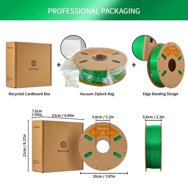 ERYONE nagy sebességű PLA+ filament 1kg – Zöld