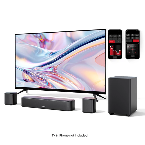 Ultimea Aura A30 5.1 soundbar + 1 pár Steady 310 hangfalállvány, app vezérlés, 10 sávos EQ, 121 előre beállított EQ