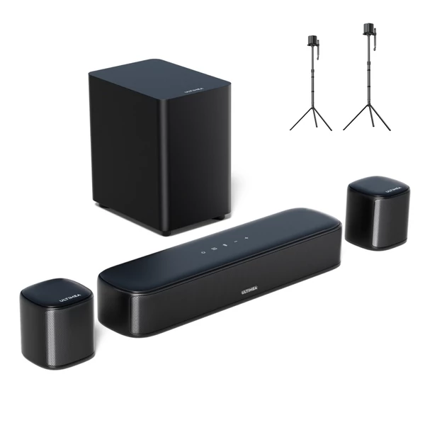 Ultimea Aura A30 5.1 soundbar + 1 pár Steady 310 hangfalállvány, app vezérlés, 10 sávos EQ, 121 előre beállított EQ