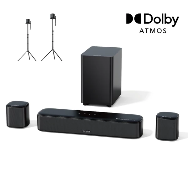 Ultimea Aura A50 Pro 5.1 hangprojektor + 1 pár Steady 310 állvány, Dolby Atmos, TV-hez, app vezérlés, HDMI eARC/OPT/AUX/Bluetooth