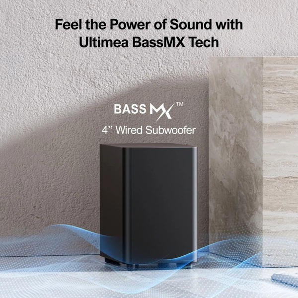 Ultimea Aura A50 Pro 5.1 hangprojektor + 1 pár Steady 310 állvány, Dolby Atmos, TV-hez, app vezérlés, HDMI eARC/OPT/AUX/Bluetooth