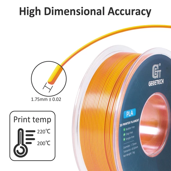 Geeetech két színű selyem PLA filament 1kg – Arany és réz