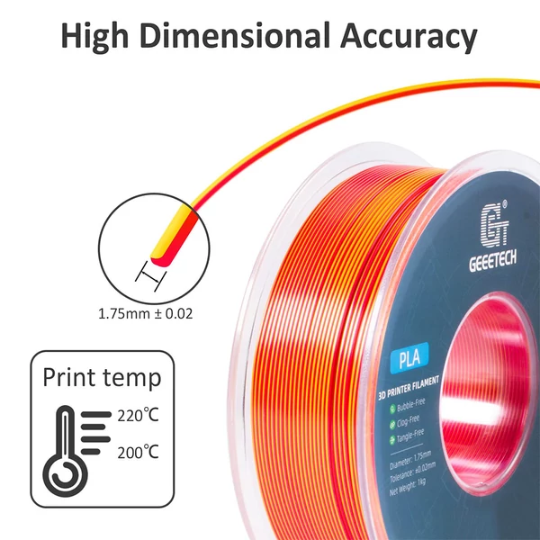 Geeetech két színű selyem PLA filament 1kg – Arany és piros