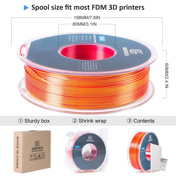 Geeetech két színű selyem PLA filament 1kg – Arany és piros