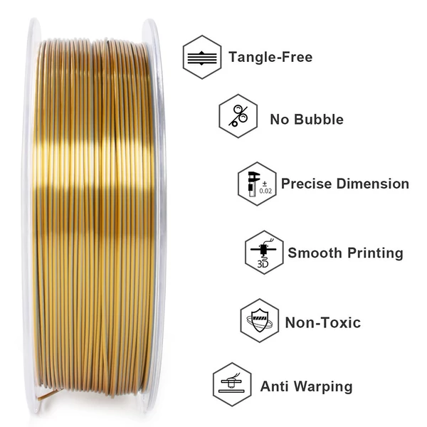 Geeetech két színű selyem PLA filament 1kg – Arany és ezüst