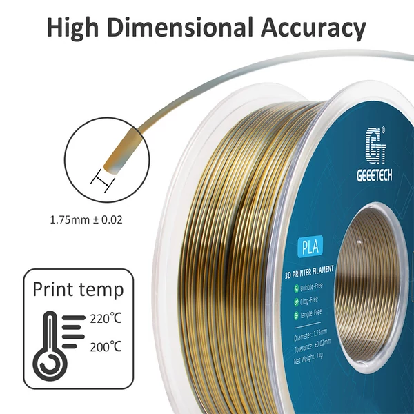 Geeetech két színű selyem PLA filament 1kg – Arany és ezüst