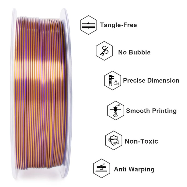 Geeetech két színű selyem PLA filament 1kg – Arany és lila