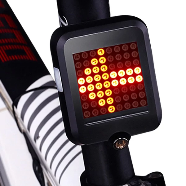 TX129 64 LED-es intelligens kerékpár hátsó lámpa, 80 lumen, 1200mAh, automata irányjelző, lézeres biztonsági fény