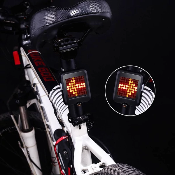 TX129 64 LED-es intelligens kerékpár hátsó lámpa, 80 lumen, 1200mAh, automata irányjelző, lézeres biztonsági fény