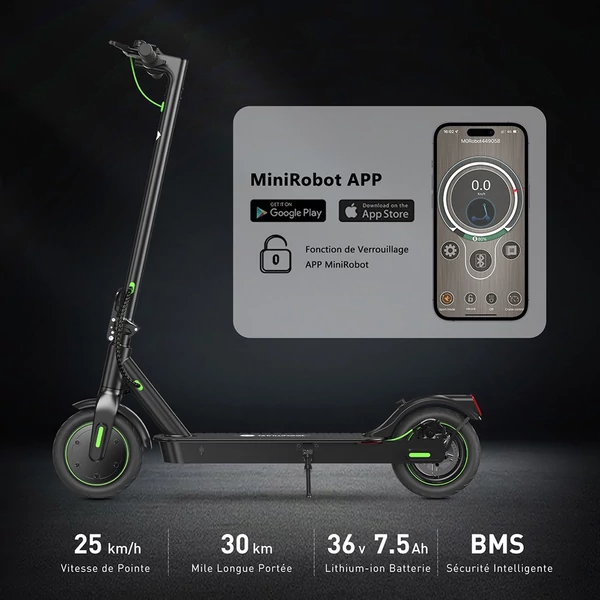 isinwheel S9 Pro elektromos roller, 350W motor, 36V 7.5Ah akkumulátor, 8.5" felfújható kerék, 25km/h, 28km hatótáv, applikációs vezérlés