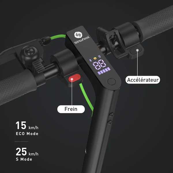 isinwheel S9 Pro elektromos roller, 350W motor, 36V 7.5Ah akkumulátor, 8.5" felfújható kerék, 25km/h, 28km hatótáv, applikációs vezérlés