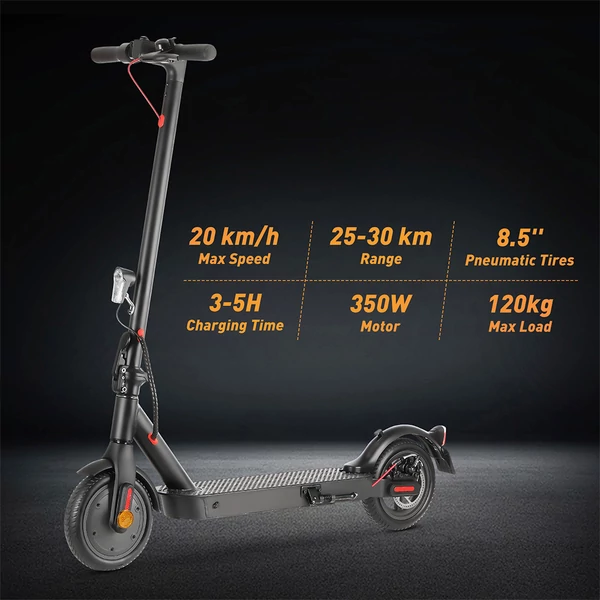 E9 Pro elektromos roller, ABE tanúsítvány, 350W motor, 36V 7.5Ah akku, 8.5" kerék, 30km hatótáv, app vezérlés