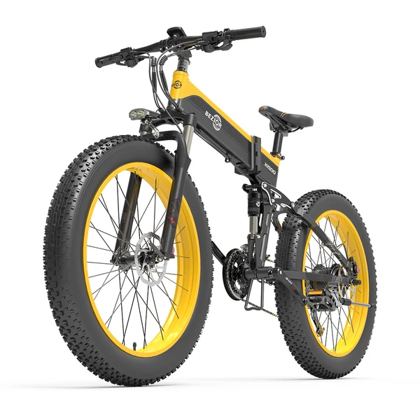 Bezior X1500 összecsukható elektromos fatbike, 1500W, 12,8Ah, 26x4", Shimano 27 seb., 100 km hatótáv - fekete-sárga