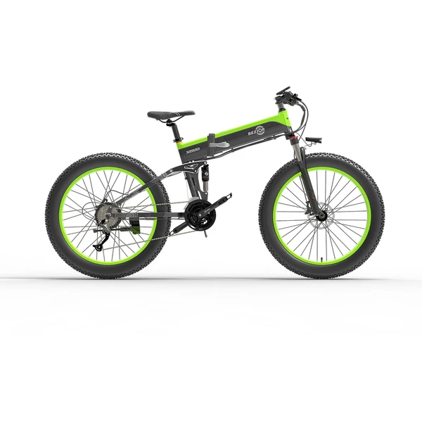 Bezior X1500 összecsukható elektromos fat bike, 1500W motor, 100 km hatótáv, 26x4" kerék, Shimano - fekete-zöld