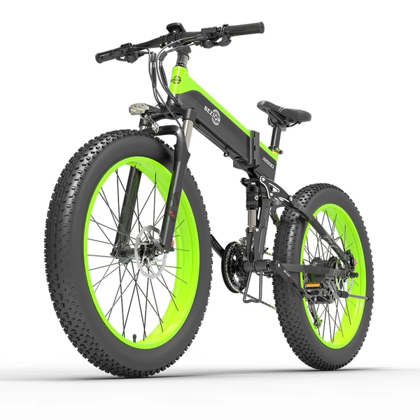 Bezior X1500 összecsukható elektromos fat bike, 1500W motor, 100 km hatótáv, 26x4" kerék, Shimano - fekete-zöld