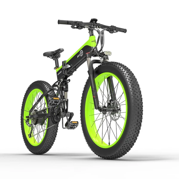 Bezior X1500 összecsukható elektromos fat bike, 1500W motor, 100 km hatótáv, 26x4" kerék, Shimano - fekete-zöld