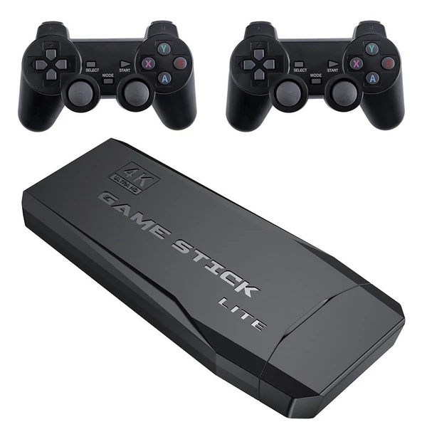 M8 Játék Stick, 2 Vezeték Nélküli Kontroller, 3000+ Előtelepített Játék Retro Konzol - 32GB 