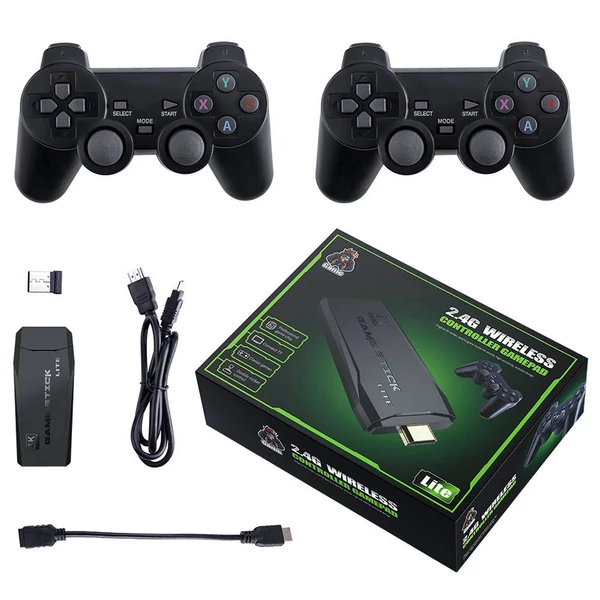 M8 Játék Stick, 2 Vezeték Nélküli Kontroller, 3000+ Előtelepített Játék Retro Konzol - 32GB 