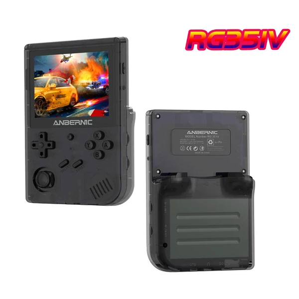 ANBERNIC RG351V 64GB kézi játékkonzol, 3,5" 640x480 IPS kijelző, 12000 játék, kettős TF kártyahely, támogatott: NDS, N64, DC, PSP, PS1 - fekete