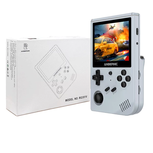 ANBERNIC RG351V kézi játékkonzol 128GB, 3.5" IPS kijelző, 20000 játék, dual TF kártya, NDS, N64, PSP, PS1 támogatás - szürke