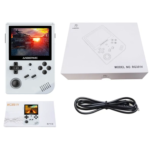 ANBERNIC RG351V kézi játékkonzol 128GB, 3.5" IPS kijelző, 20000 játék, dual TF kártya, NDS, N64, PSP, PS1 támogatás - szürke