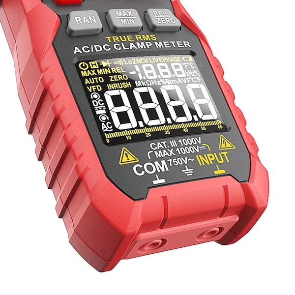 KAIWEETS HT208D lakatfogó 1000A AC/DC, TRMS, NCV, GFCI – digitális árammérő villanyszerelőknek