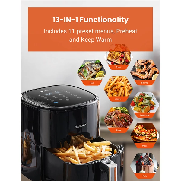 Proscenic T22 okos forrólevegős sütő 5L, olaj nélküli, tapadásmentes, 1500W, fekete – egészséges sütés gyorsan